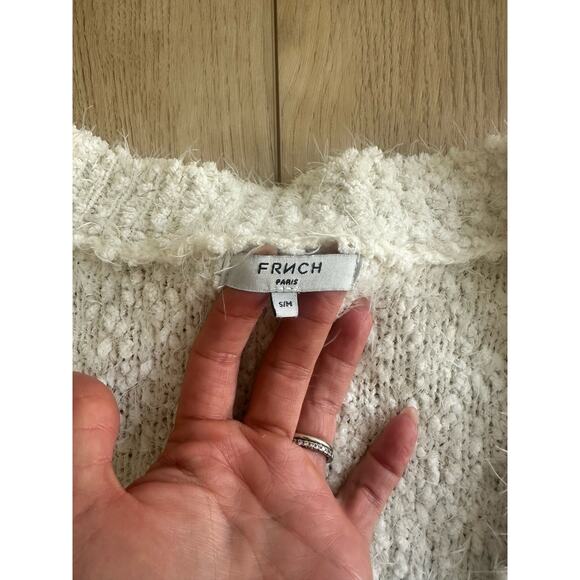 FRNCH Paris Anthropology Boucle Eyelash Cardigan Beige S/M - Picture 5 of 6